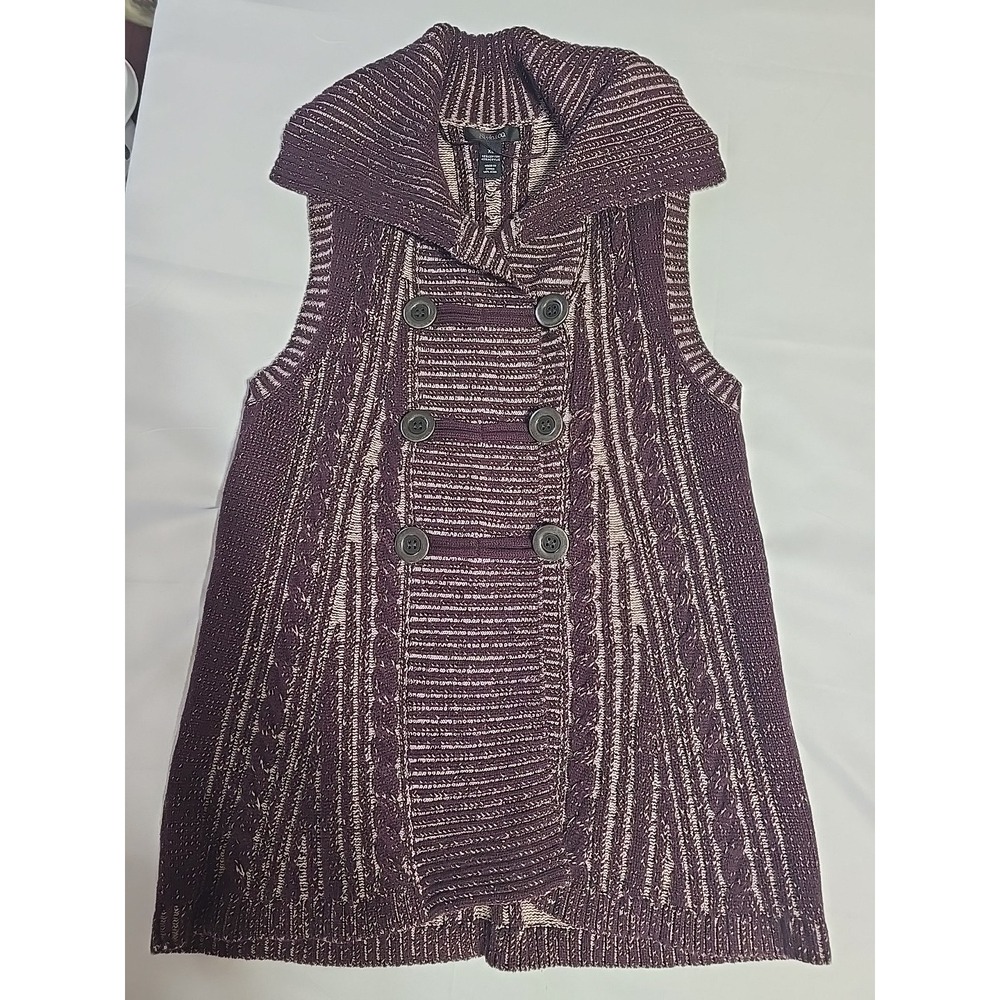 Style & Co Women's Maroon XL Knit Sleeveless Long Sweater‎ Vest Striped